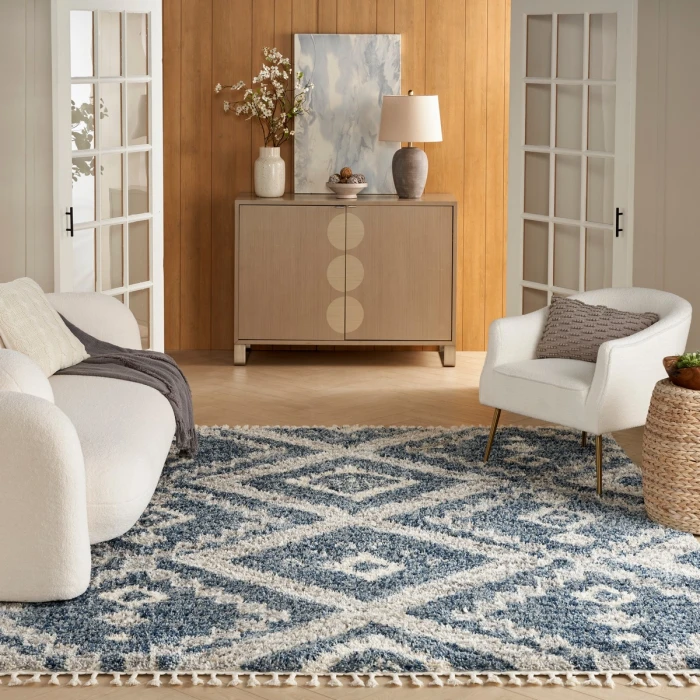 Nourison Oslo Shag Denim Blue OSL02 8 ft. X 11 ft. Rect. Rug