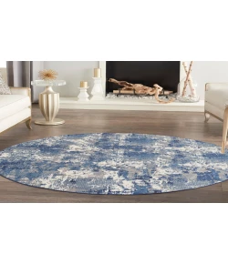 Nourison Home Grafix GRF38 Navy Blue 8 ft. Round Area Rug