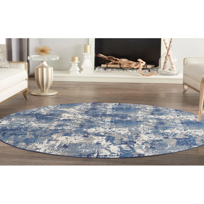 Nourison Grafix Navy Blue GRF38 8 ft. Round Rug