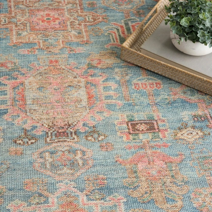 Nourison Vintage Washables Navy Multicolor VWS10 5 ft. 3 in. X 7 ft. 3 in. Rect. Rug