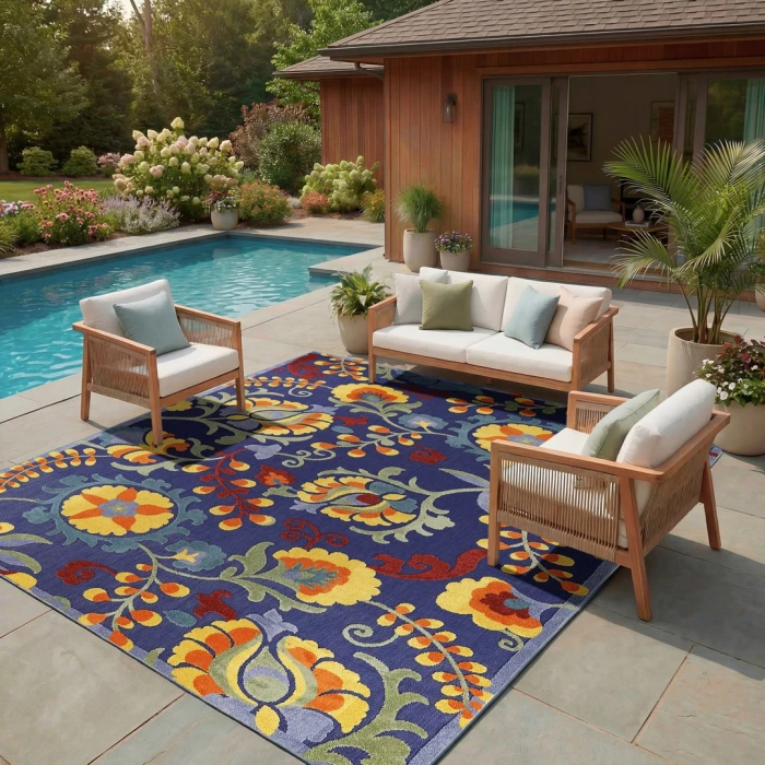 Nourison Aloha Navy Multicolor ALH17 10ft. x 14ft. Rect. Rug