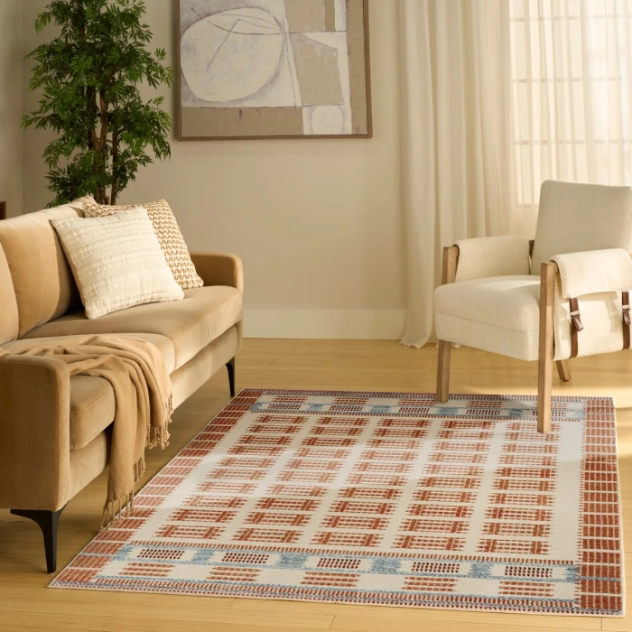 Nourison Nordic Ivory Rust NRC16 5 ft. X 7 ft. Rect. Rug