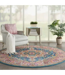 Nourison Home Passion PSN20 Teal Multicolor 8 ft. Round Area Rug