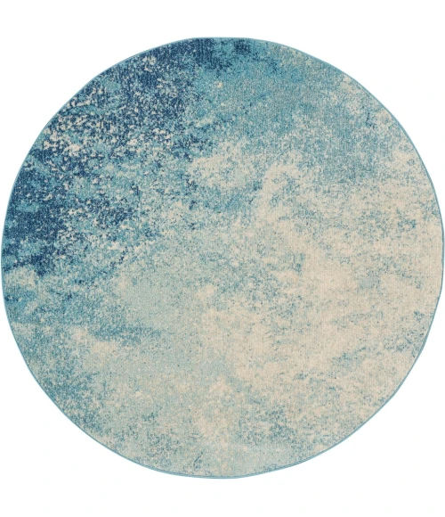 Nourison Passion Round Area Rug PSN10-Navy/Light Blue
