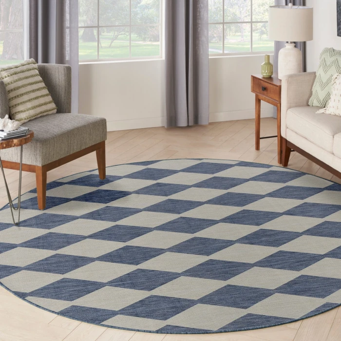 Nourison Positano Navy Blue POS04 6 ft. X Round Rug