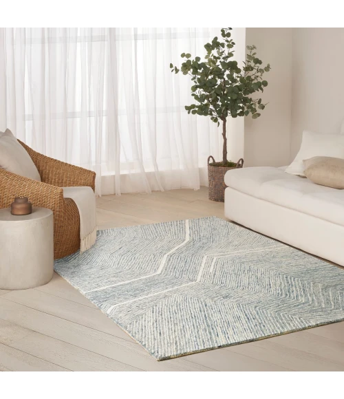 DKNY Pure Angles Ivory Blue ANG01 4 ft. X 6 ft. Rect. Rug