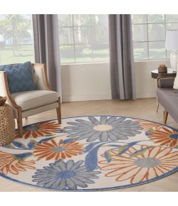 Nourison Home Aloha ALH33 Beige Multicolor 5 ft. 3 in. Round Area Rug
