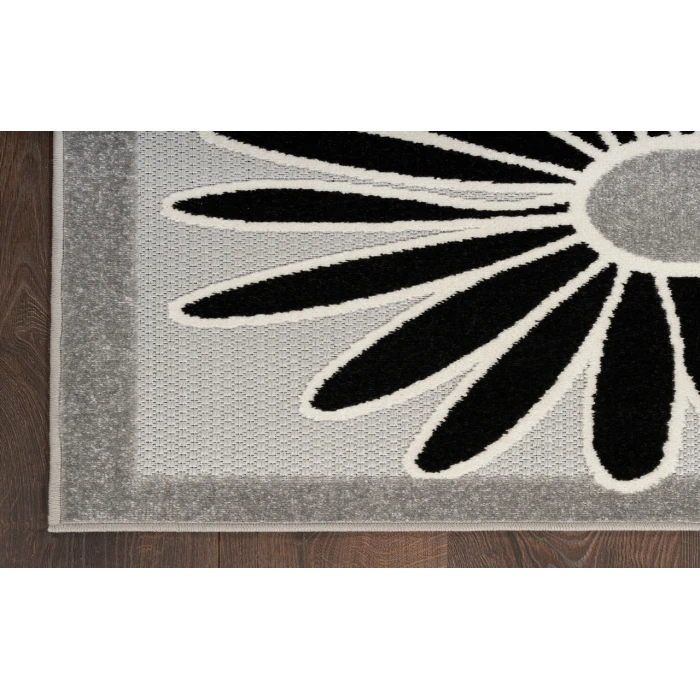 Nourison Aloha Black White ALH33 2 ft. 3 in. X 8 ft. Rectangle Rug