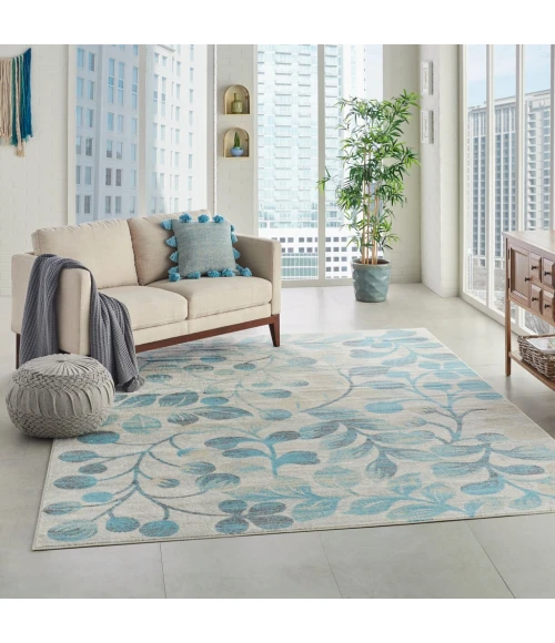 Nourison Tranquil Area Rug TRA03-Ivory/Turquoise