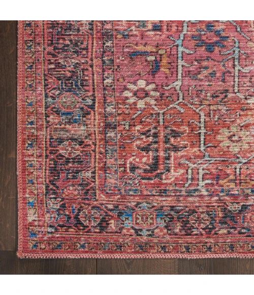 Nicole Curtis Machine Washable Series 1 Area Rug SR102 Red 7' Runner