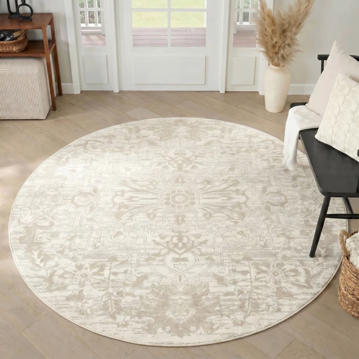 Nourison Dekor Ivory Taupe DEK09 5ft. 3in. x Round Round Rug