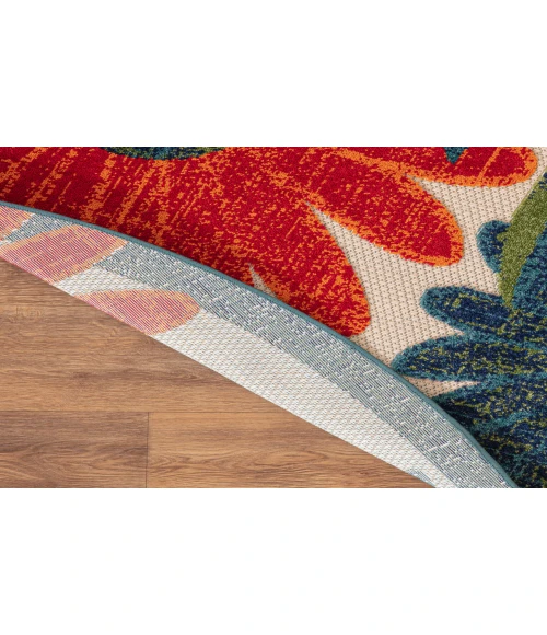 Nourison Aloha Ivory Multicolor ALH33 5 ft. 3 in. Round Rug