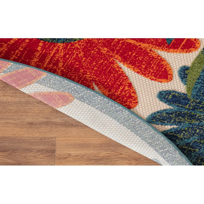 Nourison Aloha Ivory Multicolor ALH33 5 ft. 3 in. Round Rug