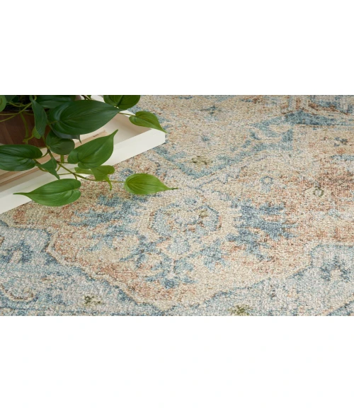 Nourison Astra Machine Washable Beige Blue ASW12 6 ft. 7 in. X 9 ft. Rectangle Rug