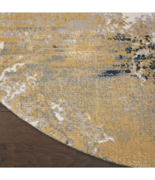 Nourison Twilight Round Area Rug TWI22 Navy Gold 8' Round
