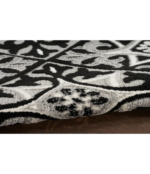 Nourison Aloha Black White ALH34 7’10” Round Rug