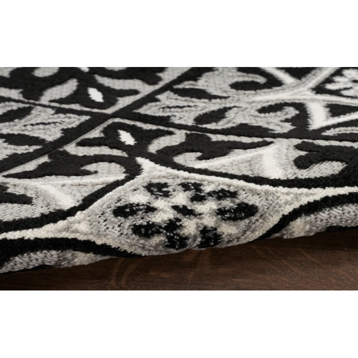 Nourison Aloha Black White ALH34 7’10” Round Rug
