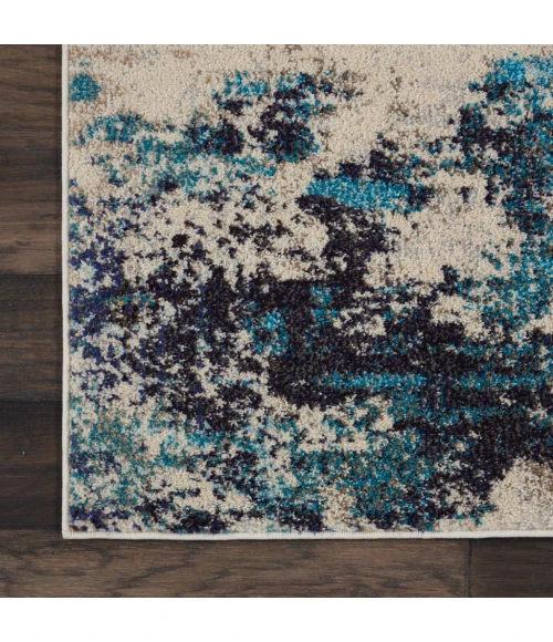 Nourison Celestial Area Rug CES02-Ivory/Teal Blue