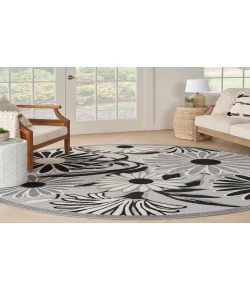 Nourison Home Aloha ALH33 Black White 5 ft. 3 in. Round Area Rug