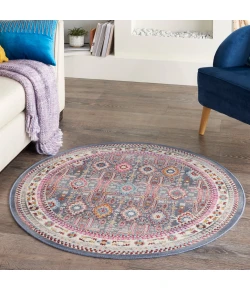 Nourison Home Vintage Kashan VKA05 Grey/Multi 4 ft. Round Area Rug
