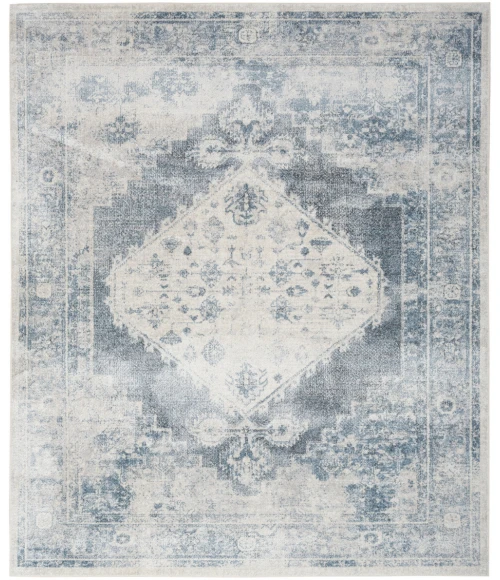 Nourison Astra Machine Washable Area Rug ASW11 Blue/Ivory