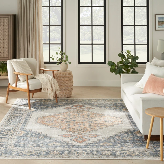 Nourison Astra Machine Washable Area Rug ASW11 Grey/Gold