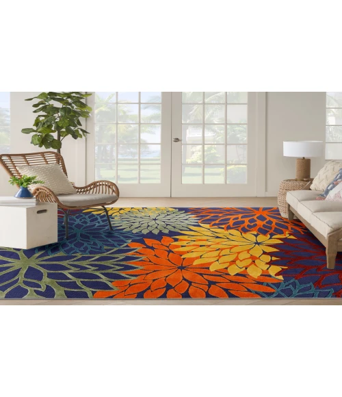 Nourison Aloha Navy Multicolor ALH05 7 ft. 10 in. X 10 ft. 6 in. Rectangle Rug
