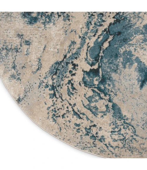 Nourison Maxell Area Rug MAE08 Ivory/Teal 3'10" x 3'10"round