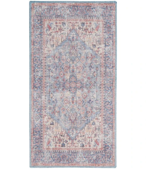 Nicole Curtis Machine Washable Series 1 Area Rug SR104 Blue/Multi 2' x 4'