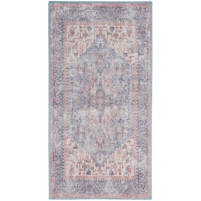 Nicole Curtis Machine Washable Series 1 Area Rug SR104 Blue/Multi 2' x 4'