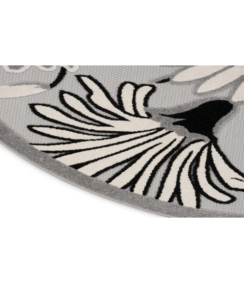 Nourison Aloha Black White ALH33 7’10” Round Rug