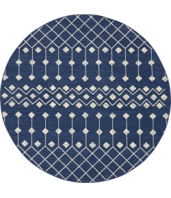Nourison Home Grafix GRF37 Navy 8 ft. Round Area Rug