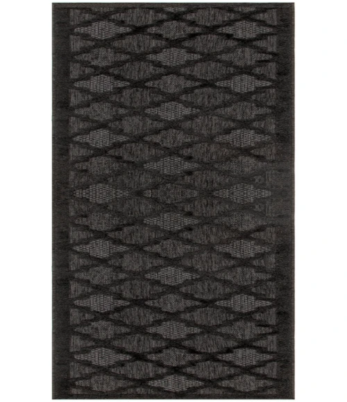 Nourison Easy Care Charcoal Black NES01 2 ft. 2 in. X 16 ft. Rectangle Rug