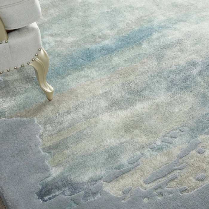 Nourison Prismatic Area Rug PRS19 Seafoam/Silver 9'9" x 13'9"