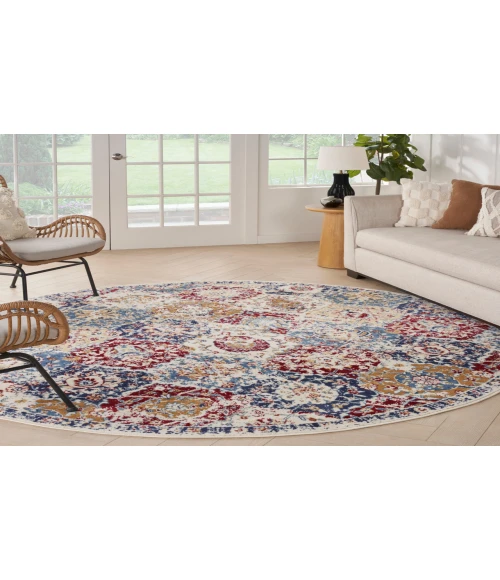 Nourison Grafix Blue Multicolor GRF31 4 ft. Round Rug
