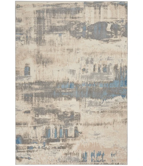 Nourison Solace Ivory/Grey/Blue Area Rug SLA07-Ivory/Grey/Blue