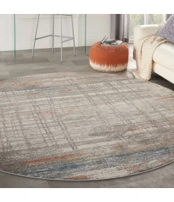 Nourison Home Rustic Textures RUS12 Grey Multicolor 5 ft. 3 in. Round Area Rug