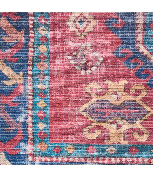 Nicole Curtis Machine Washable Series 1 Area Rug SR105 Red/Navy 8' x 10'