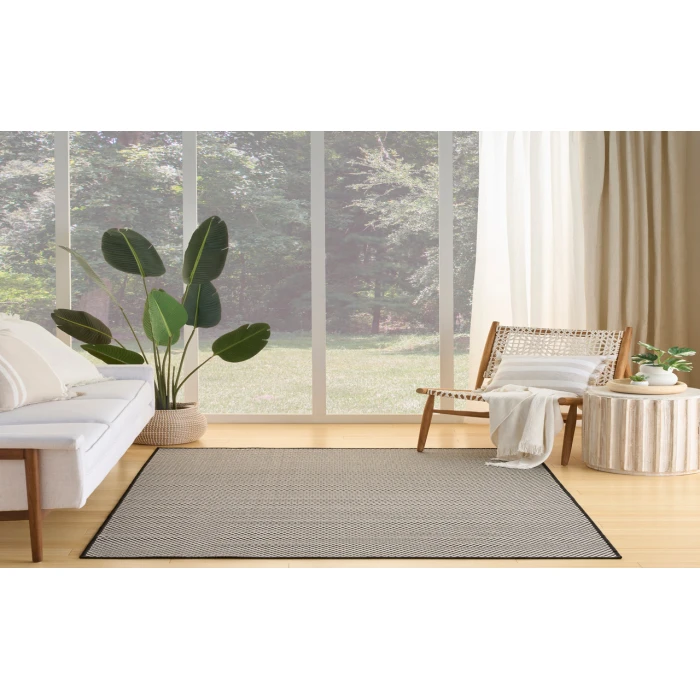 Nourison Courtyard Black White COU01 5 ft. X 7 ft. Rectangle Rug