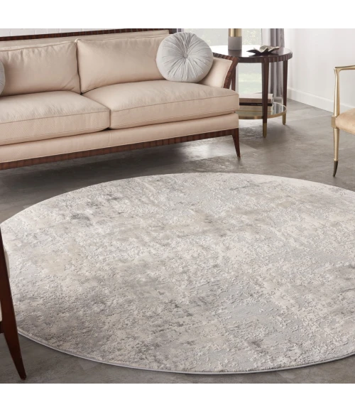 Nourison Rustic Textures Area Rug RUS07 Grey/Beige 7'10" Round