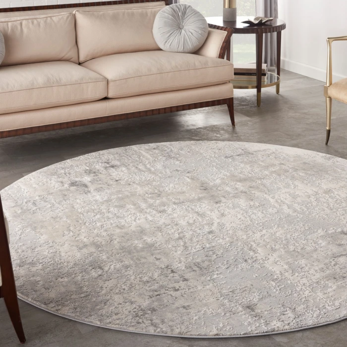 Nourison Rustic Textures Area Rug RUS07 Grey/Beige 7'10" Round