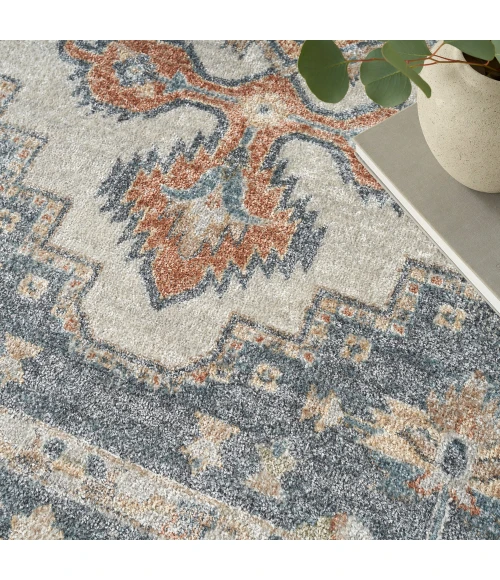 Nourison Astra Machine Washable Area Rug ASW11 Grey/Gold