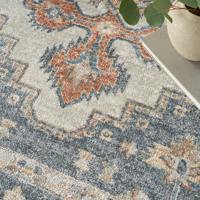 Nourison Astra Machine Washable Area Rug ASW11 Grey/Gold
