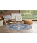 Nicole Curtis Machine Washable Series 1 Ivory Navy SR101 4 ft. Round Rug