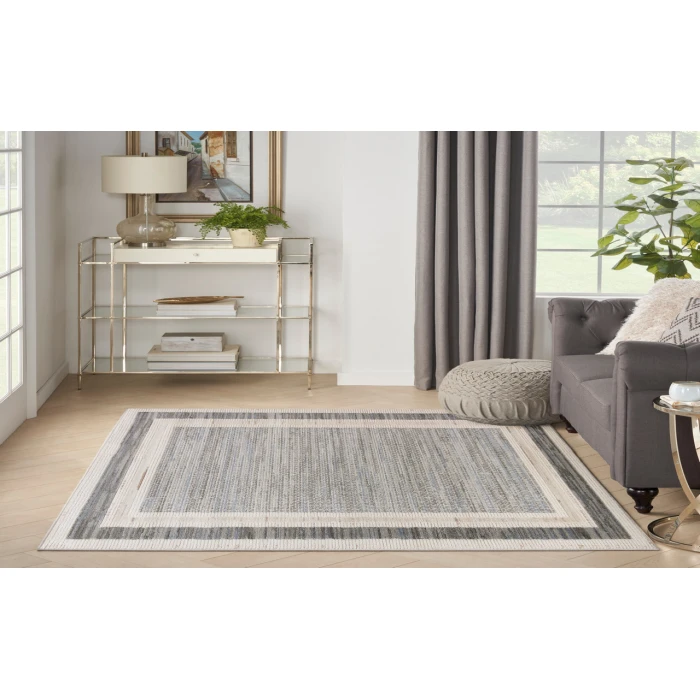 Nourison Serenity Home Grey Ivory SRH07 3 ft. 11 in. X 5 ft. 11 in. Rectangle Rug