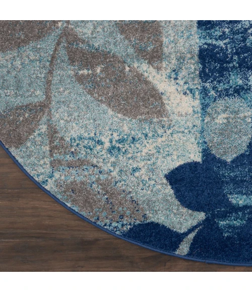 Nourison Tranquil Round Area Rug TRA01-Navy/Light Blue