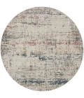 Nourison Rustic Textures Area Rug RUS14 Light Grey Multi 5'3" Round