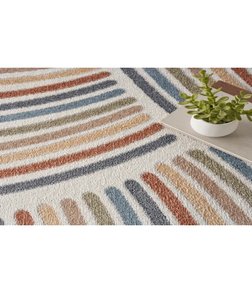 Nourison Astra Machine Washable Ivory Multicolor ASW08 4 ft. Round Rug