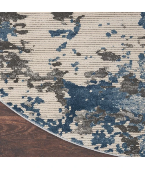 Nourison Rustic Textures Area Rug RUS08 Grey/Blue 5'3" Round