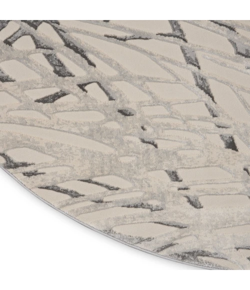 Nourison Rustic Textures Area Rug RUS17 Ivory/Grey 5'3" Round